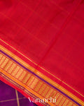 Purple Checks Pure Kanchipuram Silk Cotton Handloom Saree