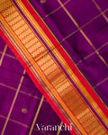 Purple Checks Pure Kanchipuram Silk Cotton Handloom Saree