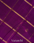 Purple Checks Pure Kanchipuram Silk Cotton Handloom Saree