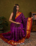 Purple Checks Pure Kanchipuram Silk Cotton Handloom Saree