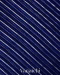 Navy Blue Bird and Floral Embroidered Pure Kora Silk Saree