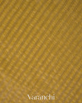 Mustard Yellow Bird Embroidered Pure Kora Silk Saree
