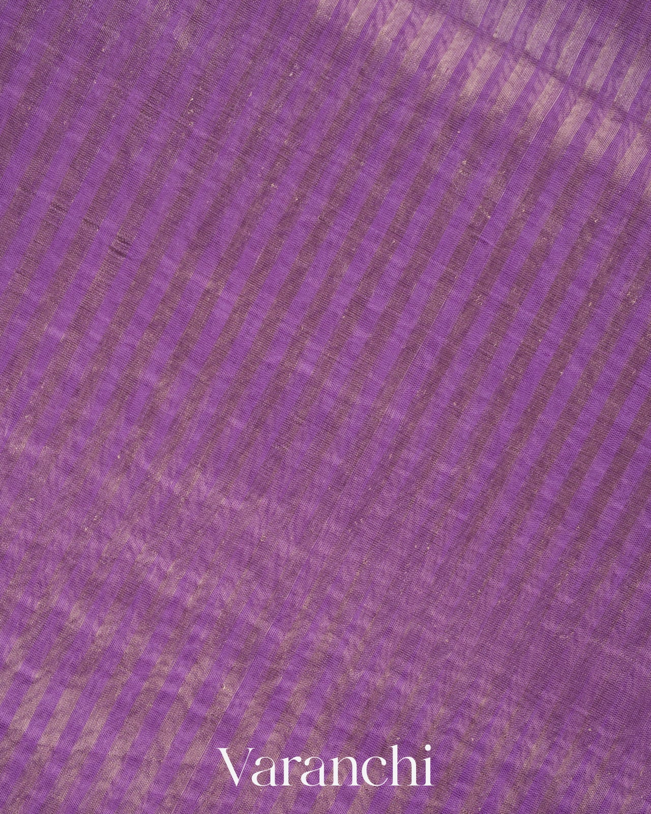 Lavender Bird Embroidered Pure Kora Silk Saree