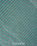Powder Blue Bird Embroidered Pure Kora Silk Saree