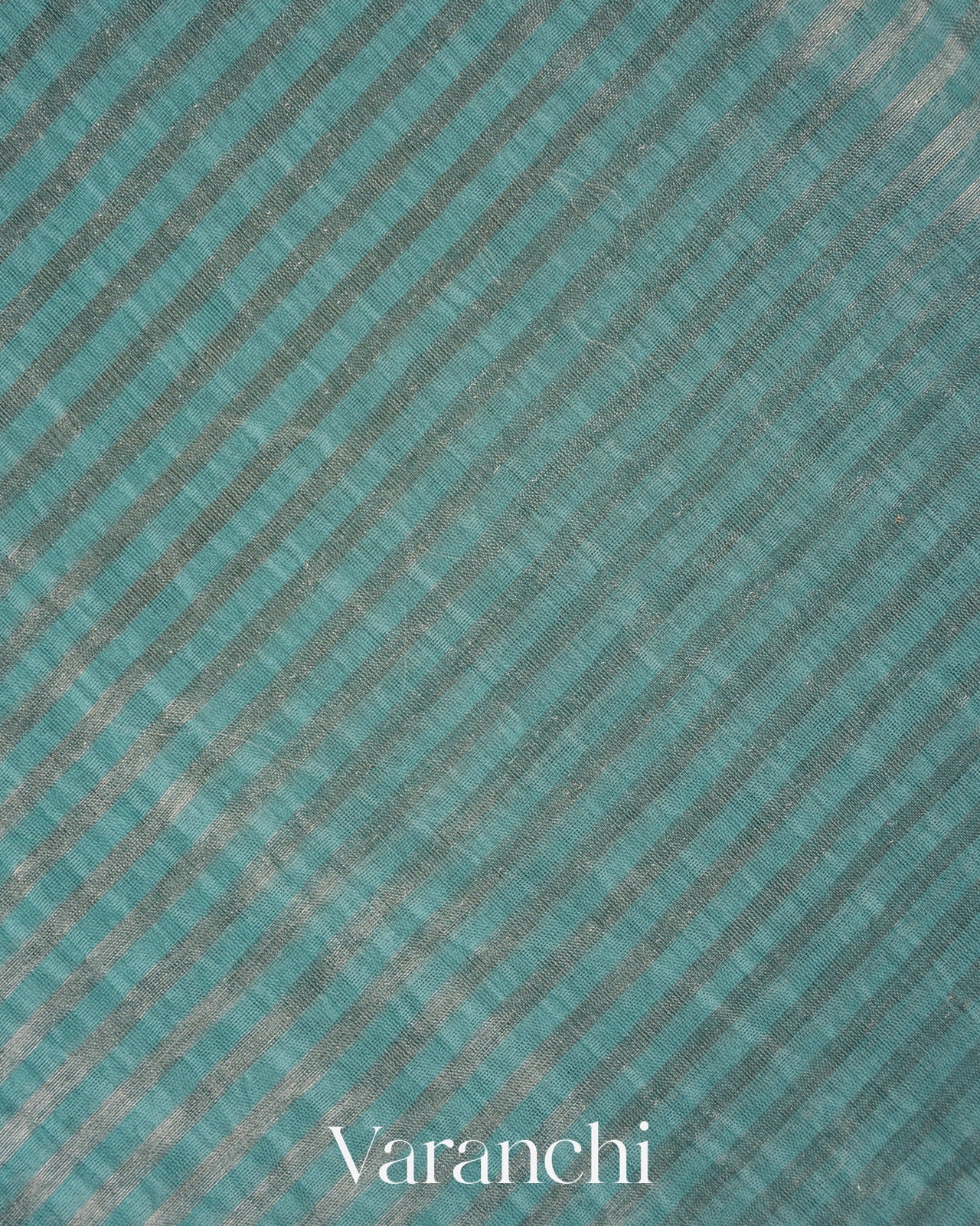 Powder Blue Bird Embroidered Pure Kora Silk Saree