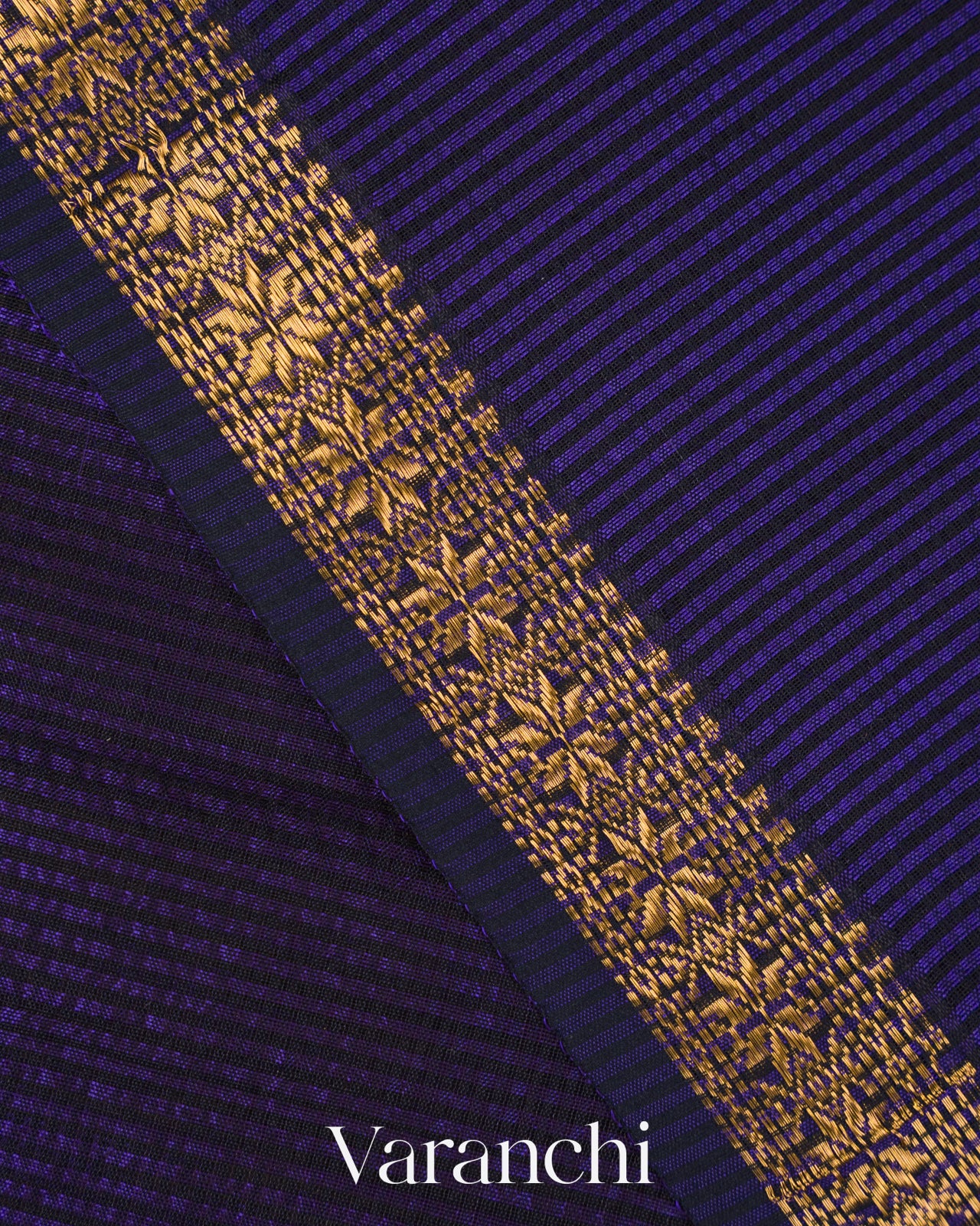 Royal Blue Striped Pure Maheshwari Silk Cotton Handloom Saree