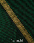 Bottle Green Striped Pure Maheshwari Silk Cotton Handloom Saree