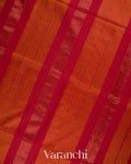 Rust Orange Striped Pure Maheshwari Silk Cotton Handloom Saree