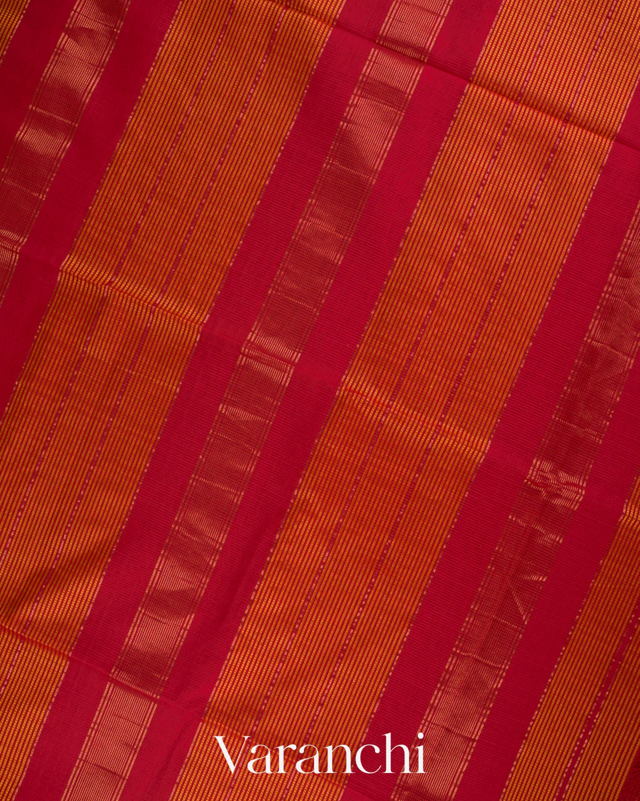 Rust Orange Striped Pure Maheshwari Silk Cotton Handloom Saree