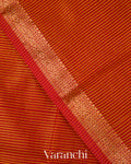 Rust Orange Striped Pure Maheshwari Silk Cotton Handloom Saree