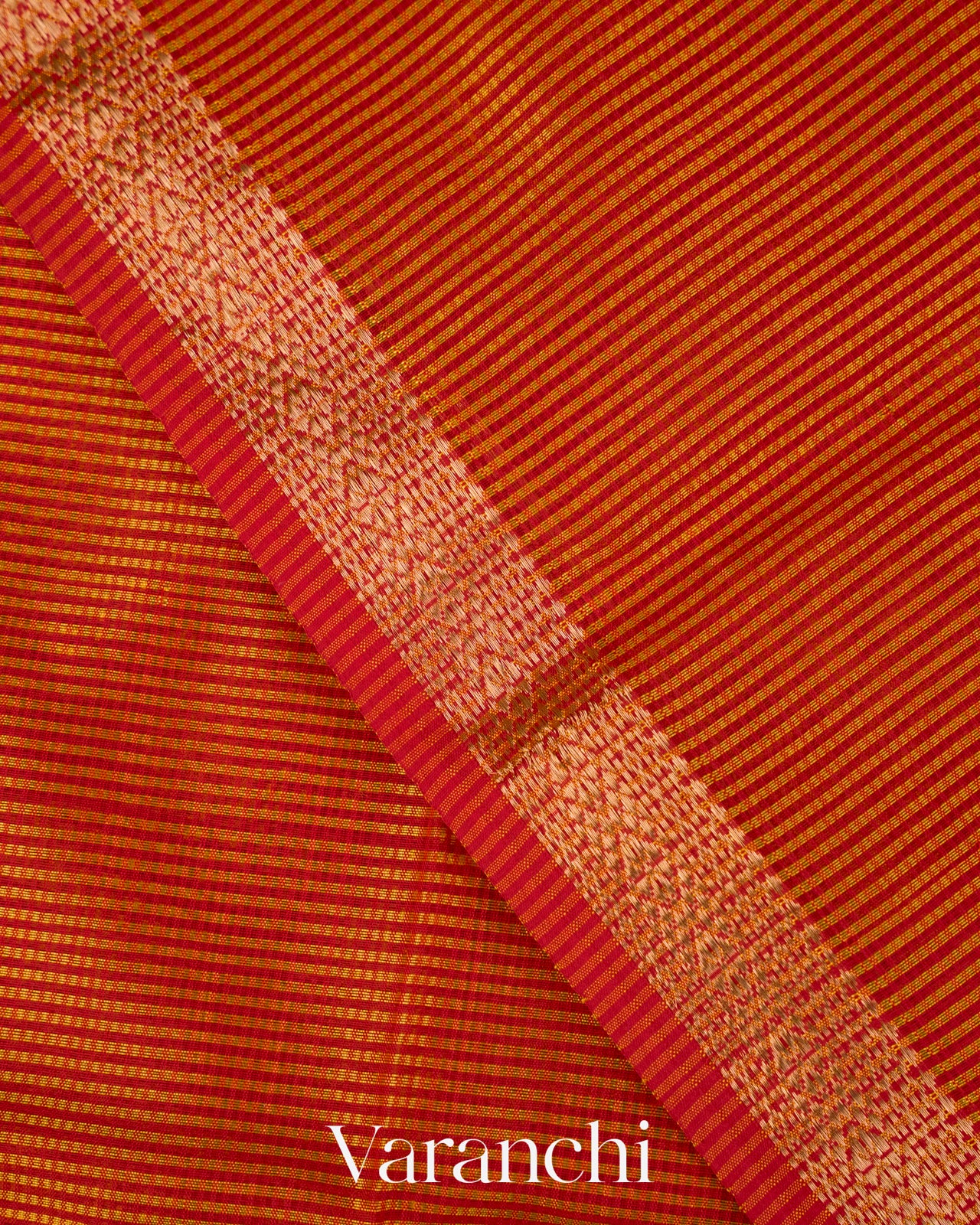 Rust Orange Striped Pure Maheshwari Silk Cotton Handloom Saree