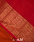 Rust Orange Pure Maheshwari Silk Cotton Handloom Saree