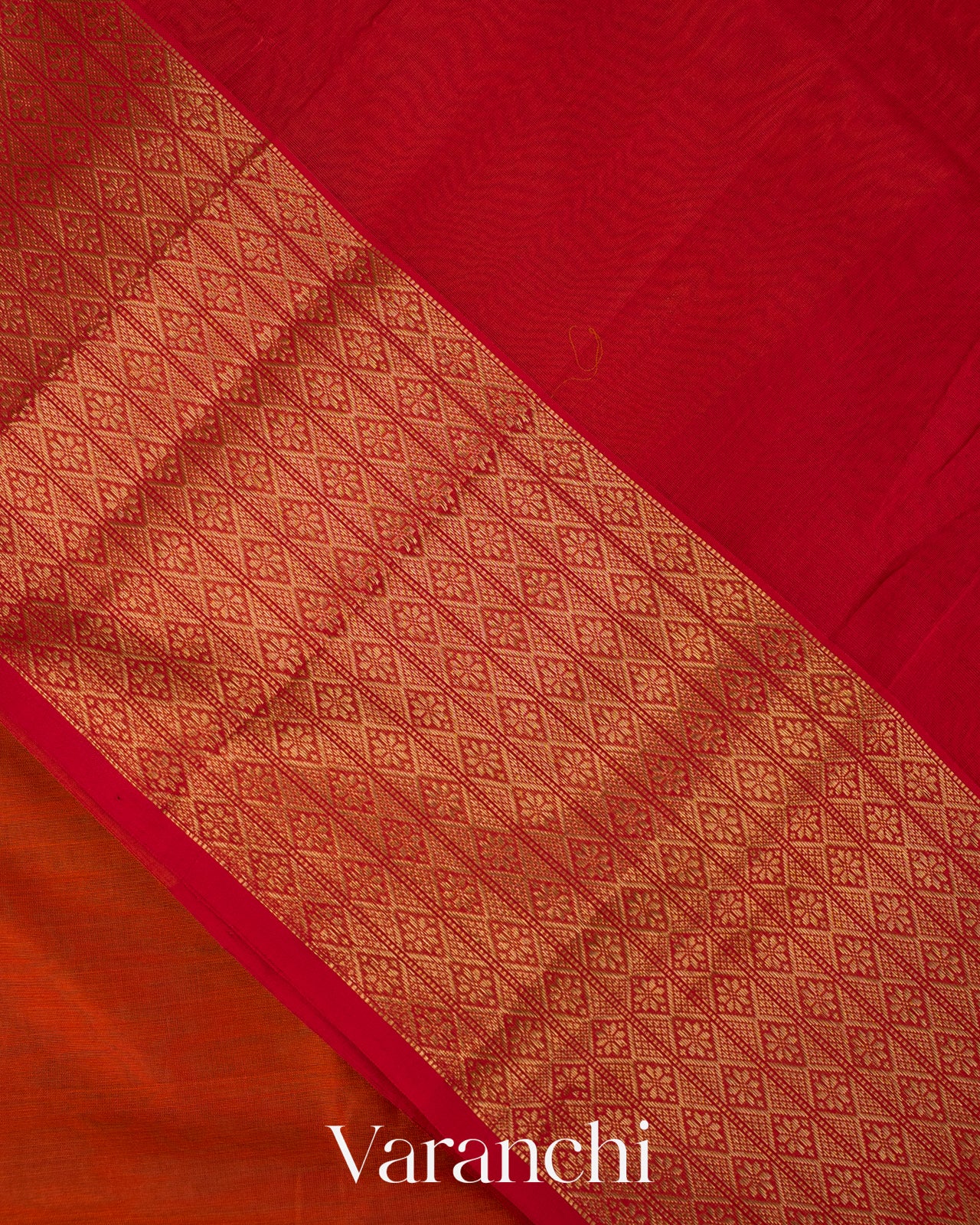 Rust Orange Pure Maheshwari Silk Cotton Handloom Saree