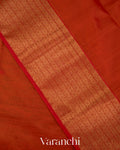 Rust Orange Pure Maheshwari Silk Cotton Handloom Saree