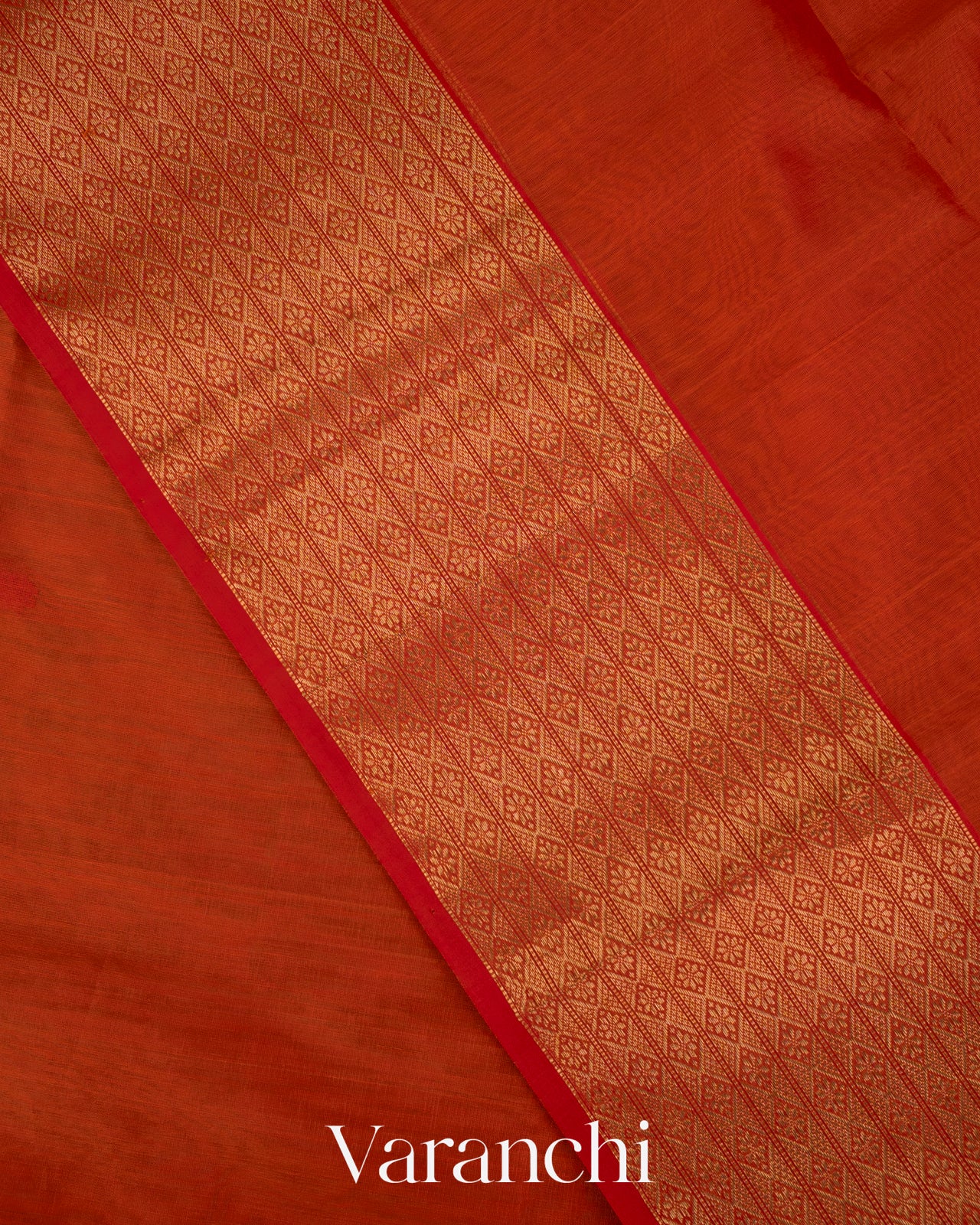 Rust Orange Pure Maheshwari Silk Cotton Handloom Saree