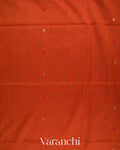 Rust Orange Pure Maheshwari Silk Cotton Handloom Saree