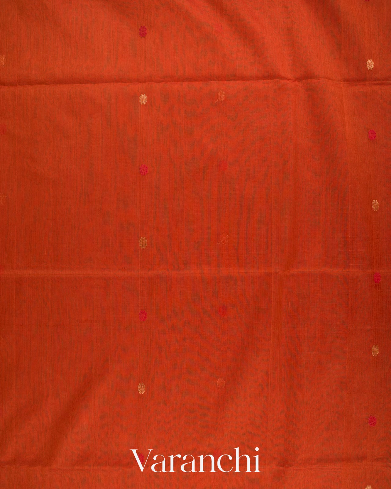 Rust Orange Pure Maheshwari Silk Cotton Handloom Saree