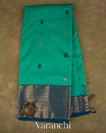 Teal Green Pure Maheshwari Silk Cotton Handloom Saree
