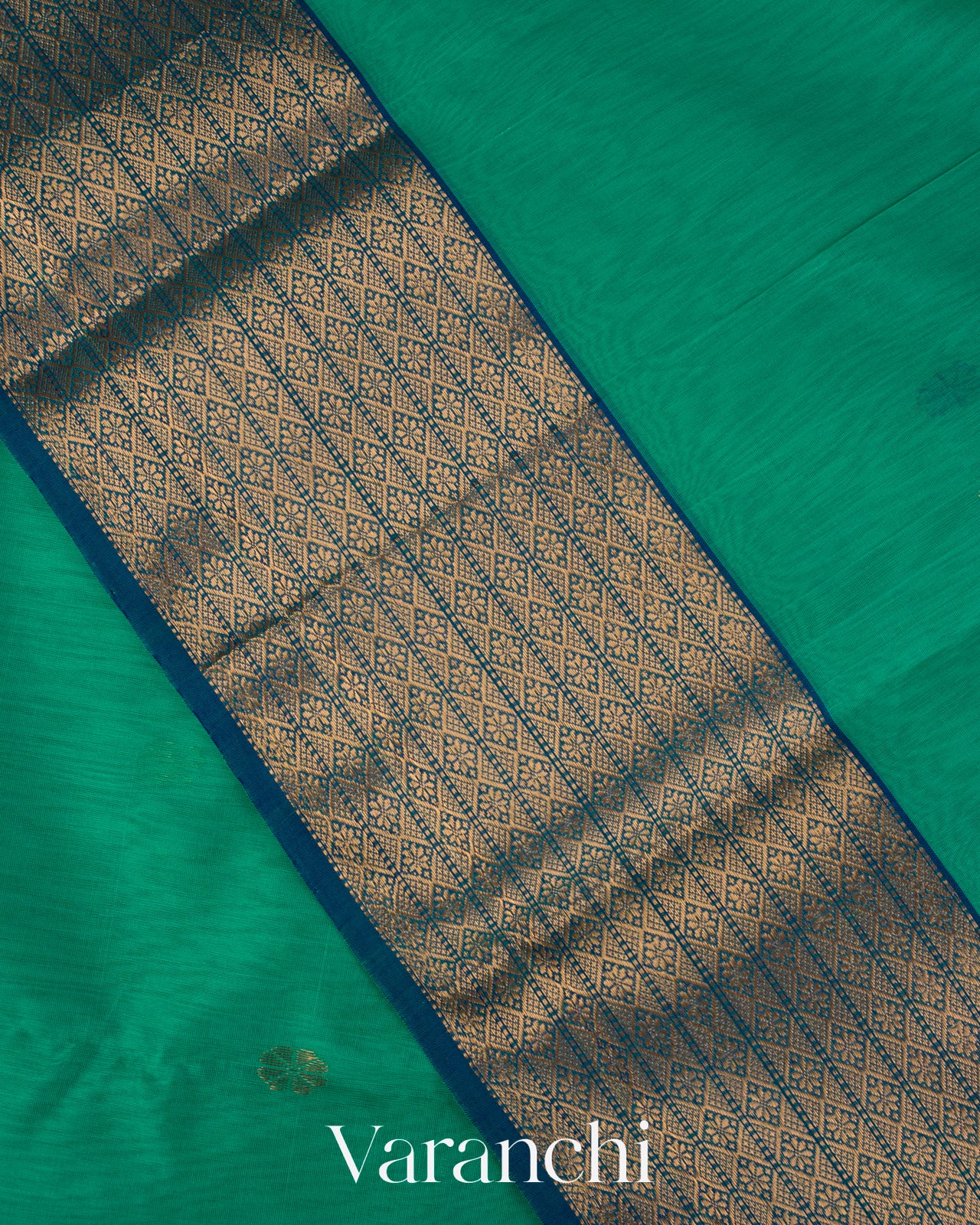 Teal Green Pure Maheshwari Silk Cotton Handloom Saree