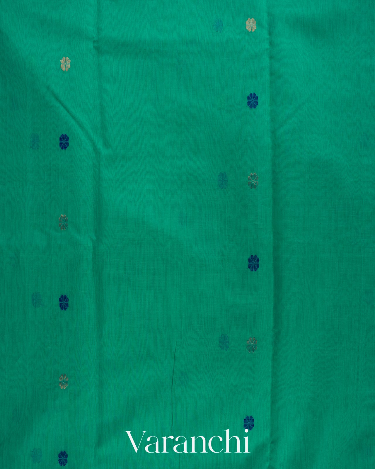 Teal Green Pure Maheshwari Silk Cotton Handloom Saree