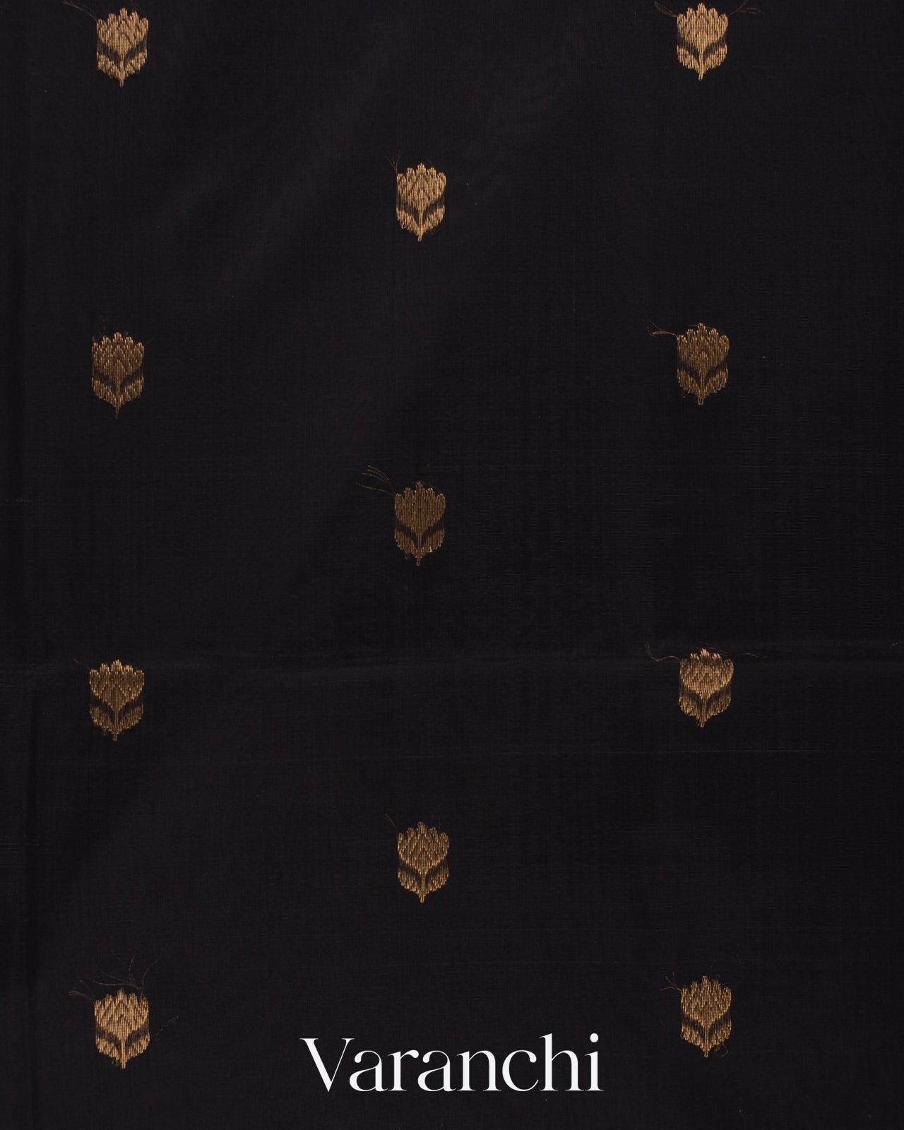 Jet Black Pure Maheshwari Silk Cotton Handloom Saree