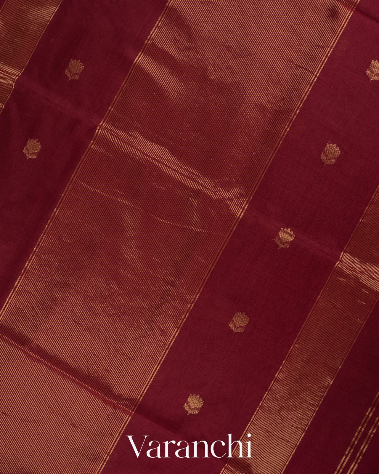 Deep Maroon Pure Maheshwari Silk Cotton Handloom Saree