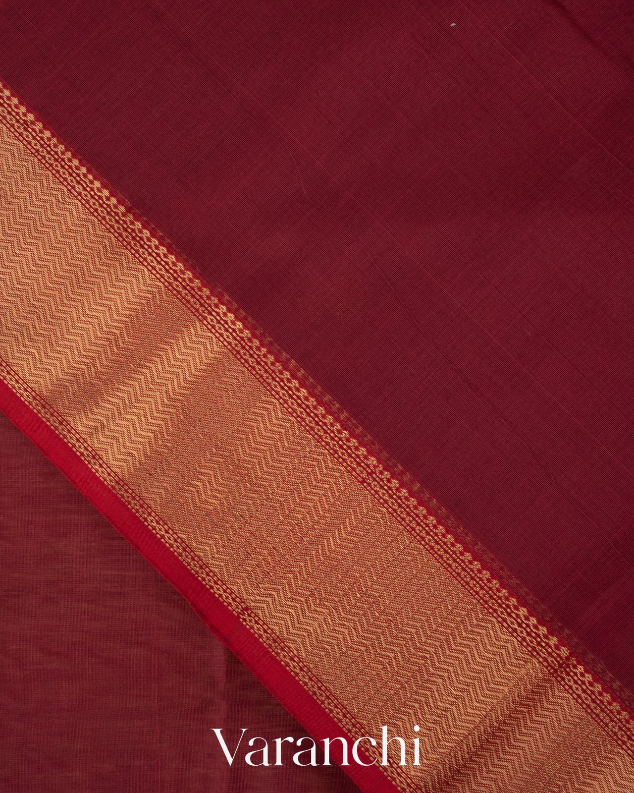 Deep Maroon Pure Maheshwari Silk Cotton Handloom Saree
