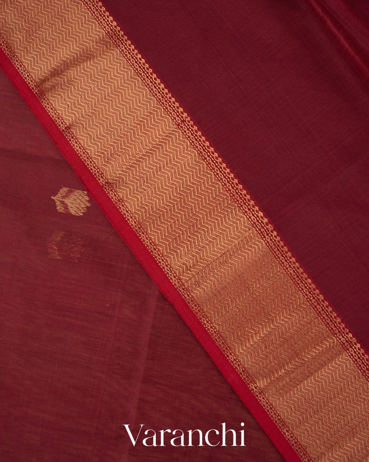 Deep Maroon Pure Maheshwari Silk Cotton Handloom Saree