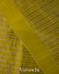 Olive Green with Tissue Stripes Pure Raw Silk Handloom Saree