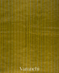 Olive Green with Tissue Stripes Pure Raw Silk Handloom Saree
