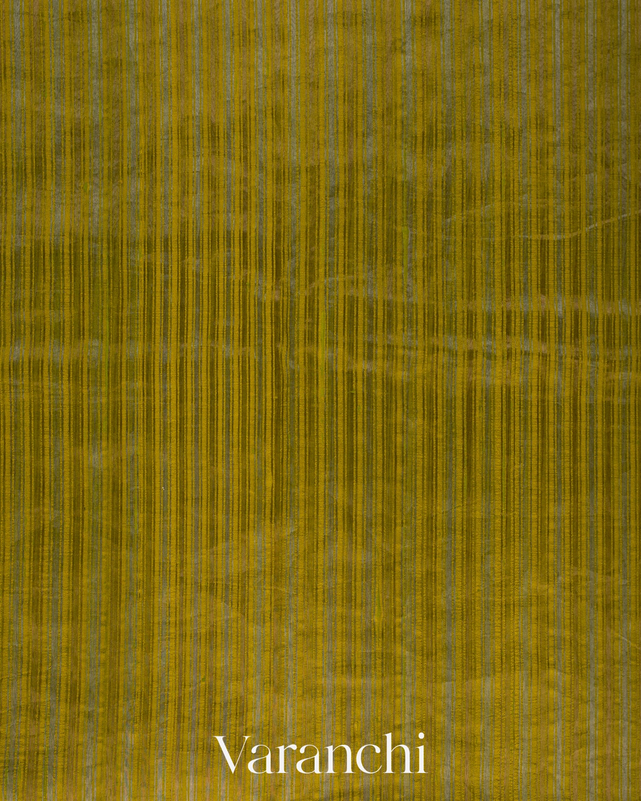 Olive Green with Tissue Stripes Pure Raw Silk Handloom Saree