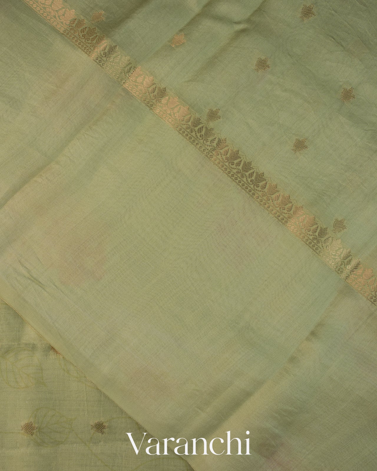 Pista Green Floral Digital Printed Pure Chiniya Silk Saree
