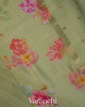 Pista Green Floral Digital Printed Pure Chiniya Silk Saree