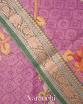 Purple Floral Printed Pure Silk Cotton Saree