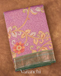 Purple Floral Printed Pure Silk Cotton Saree