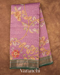 Purple Floral Printed Pure Silk Cotton Saree