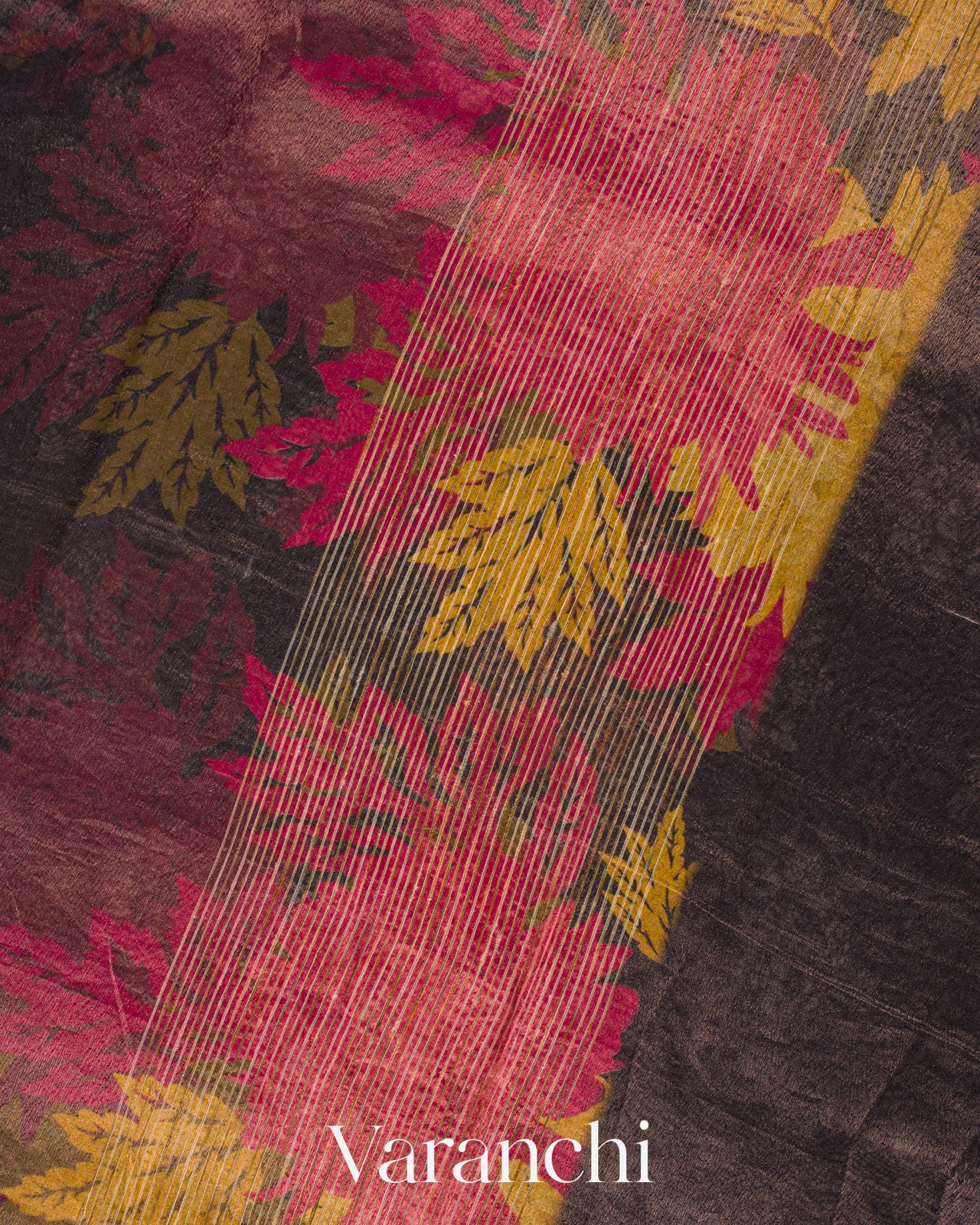 Black Floral Printed Pure Silk Cotton Saree
