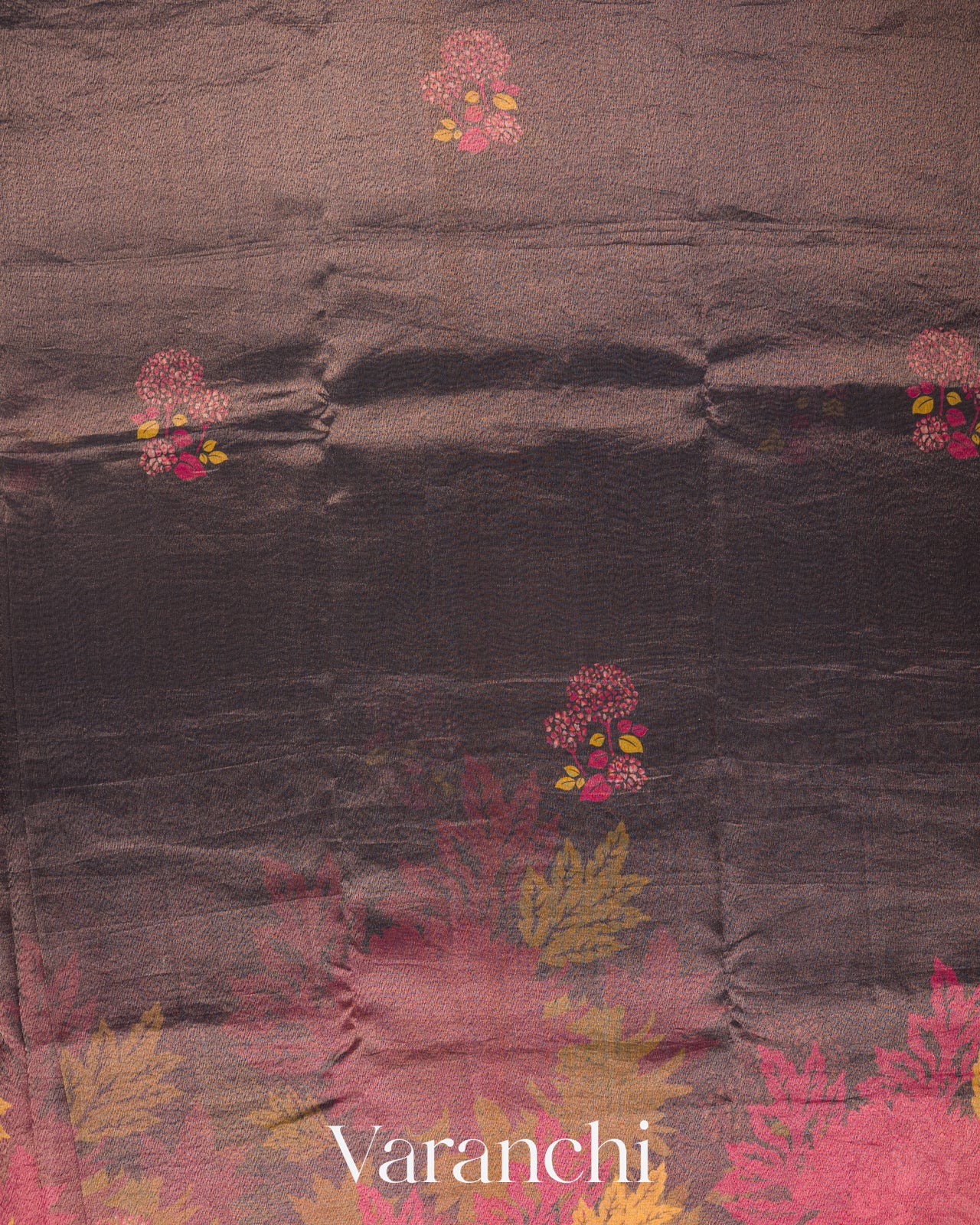 Black Floral Printed Pure Silk Cotton Saree