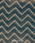 Teal Grey Chevron Pure Silk Cotton Saree