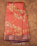Rust Orange Floral Printed Pure Silk Cotton Saree