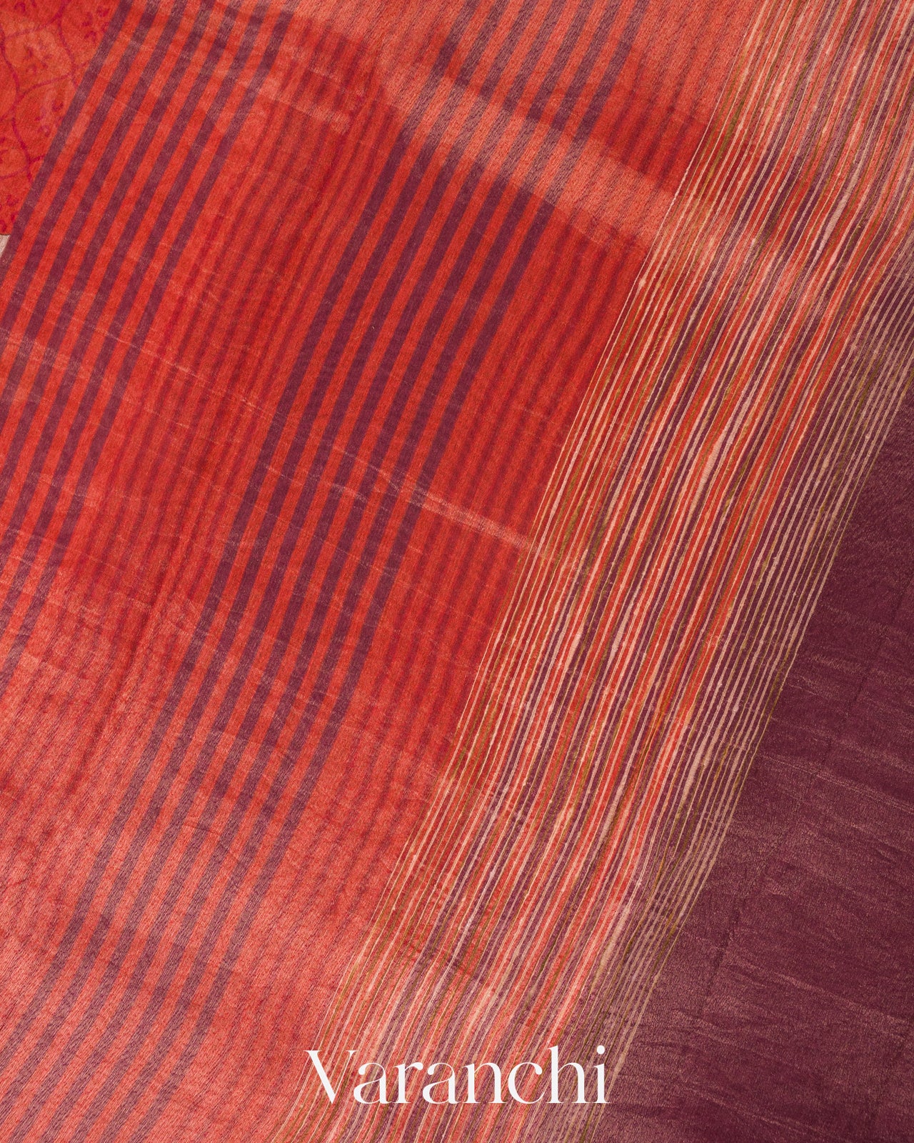 Rust Orange Floral Printed Pure Silk Cotton Saree