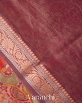 Rust Orange Floral Printed Pure Silk Cotton Saree