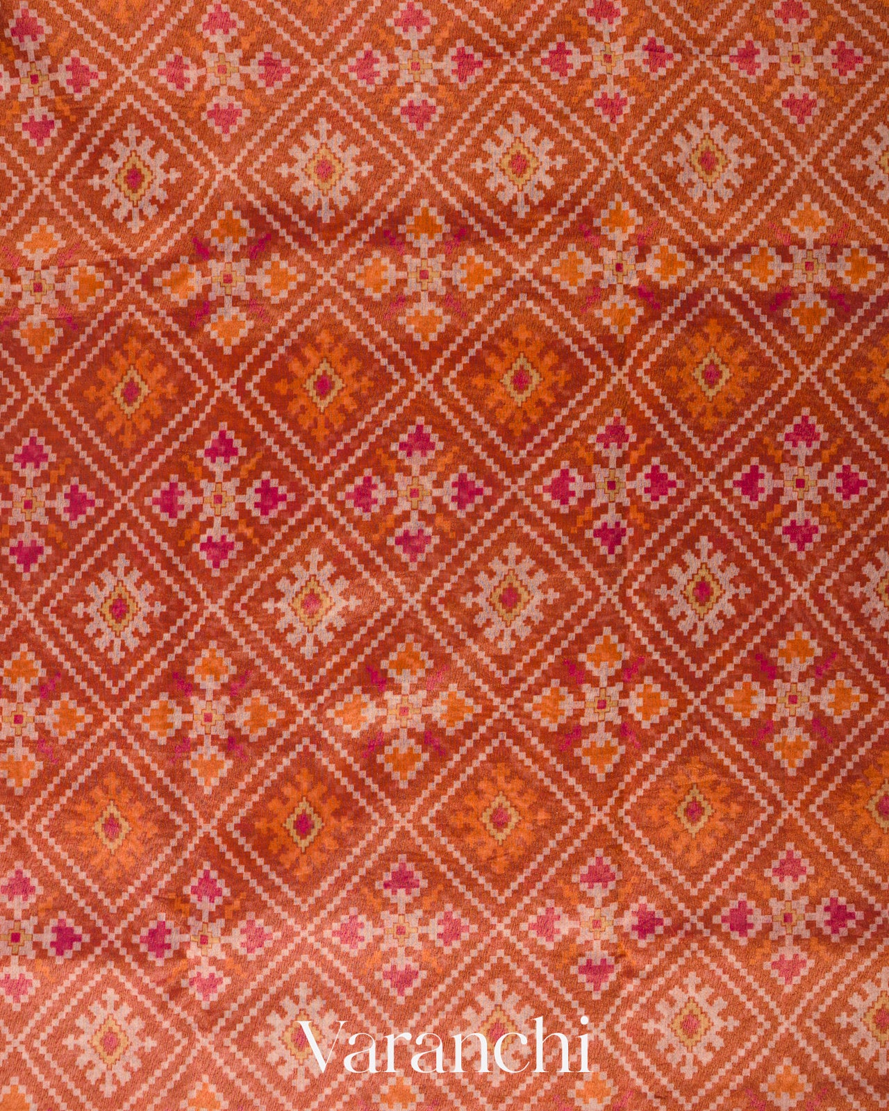 Orange Patola Printed Pure Silk Cotton Saree