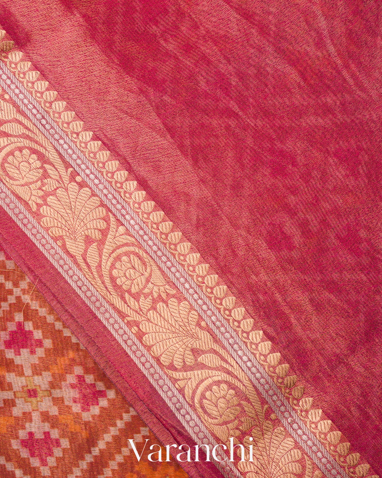 Orange Patola Printed Pure Silk Cotton Saree