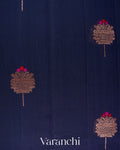 Navy Blue Pure Chanderi Silk Cotton Handloom Saree