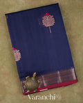Navy Blue Pure Chanderi Silk Cotton Handloom Saree