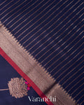 Navy Blue Pure Chanderi Silk Cotton Handloom Saree