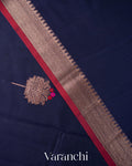 Navy Blue Pure Chanderi Silk Cotton Handloom Saree