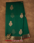 Bottle Green Pure Chanderi Silk Cotton Handloom Saree
