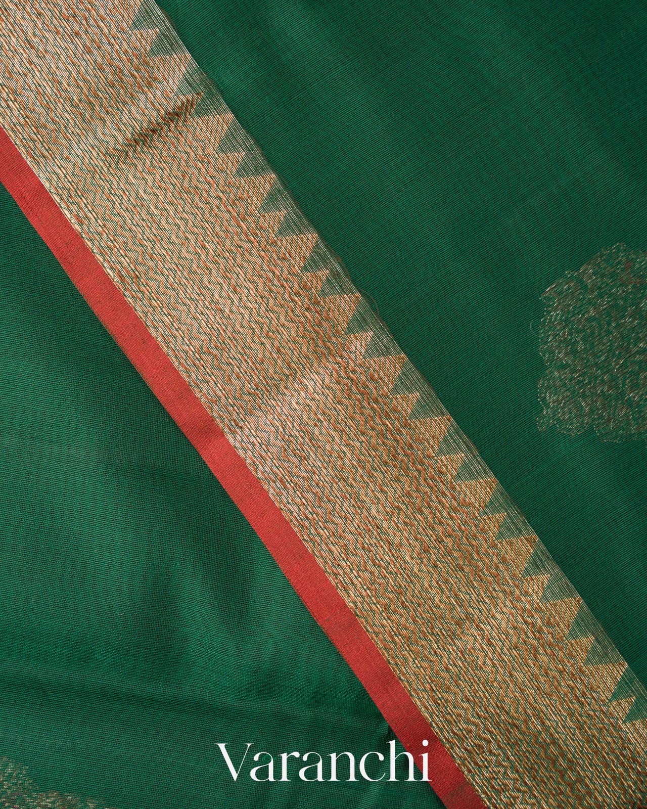 Bottle Green Pure Chanderi Silk Cotton Handloom Saree